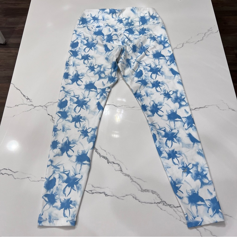 Glyder Women's Blue White Tie Dye Leggings Activewear Yoga Gym - Picture 6 of 6